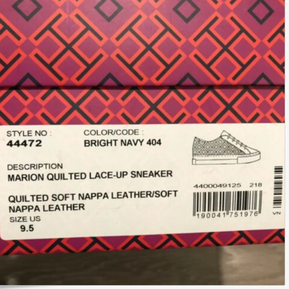 Tory Burch Navy Blue quilted lace up sneakers NIB